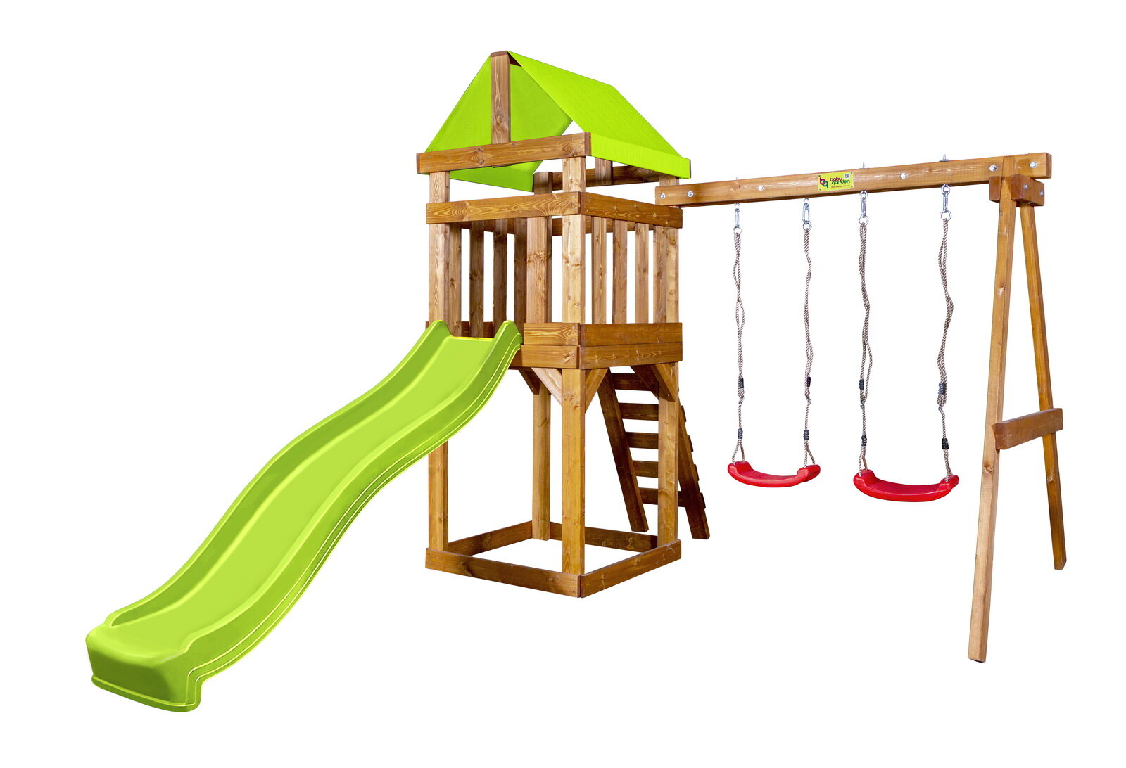 Детская игровая площадка Babygarden Play 2 с лестницей и горкой 2.2 м , светло-зеленая
