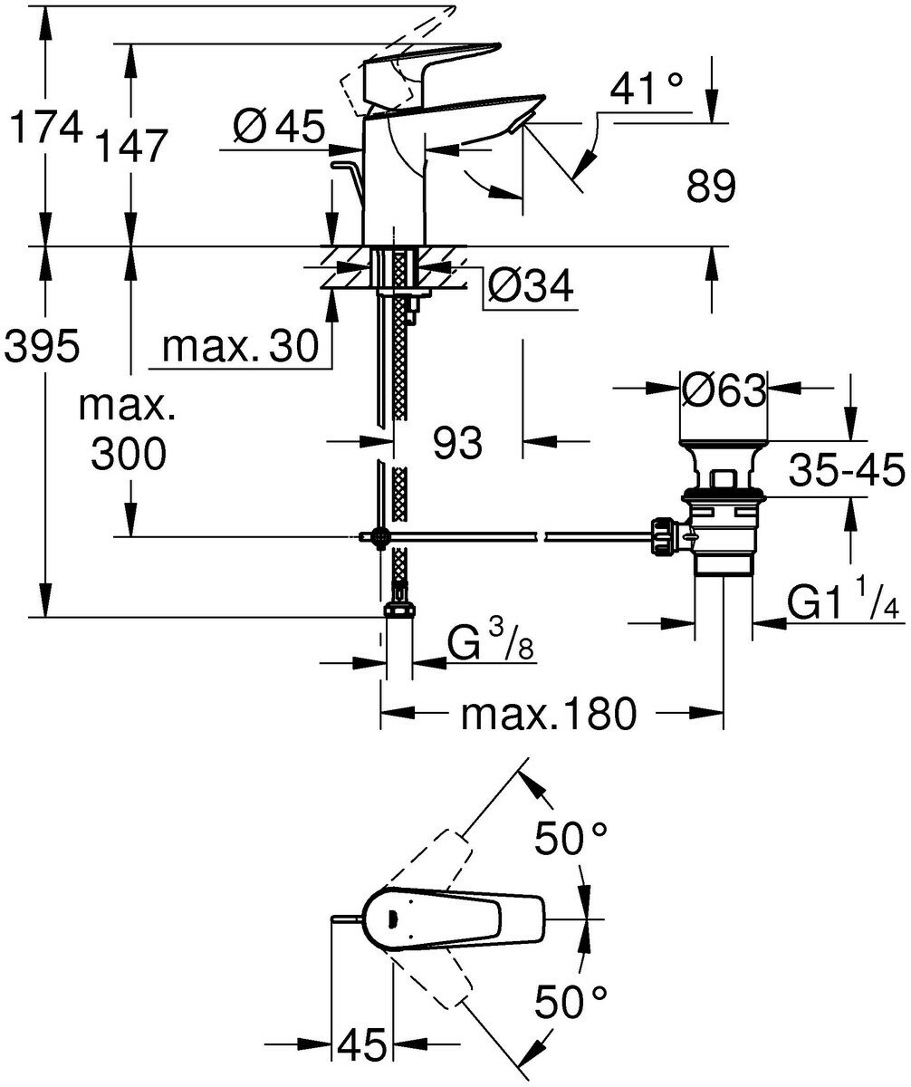 Смеситель для раковины (умывальника) Grohe BauEdge 23328001 серебристый