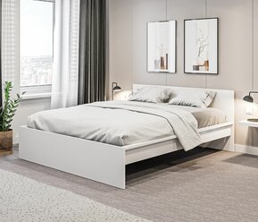 Кровать столплит Леон СБ-3369 без матраса, без ящика, белый, 160х200 см