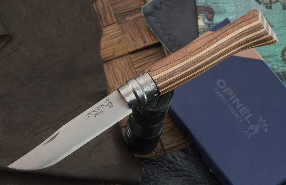 Складной нож Opinel №8, нержавеющая сталь, рукоять береза, подарочная коробка