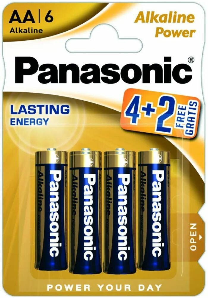 Батарейки Panasonic LR6REB/6B2F AA щелочные Alkiline power promo pack в блистере 6шт