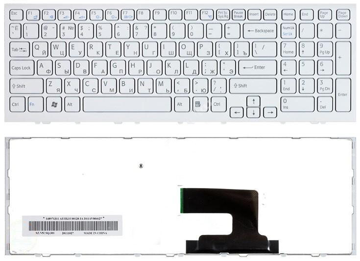 Клавиатура для Sony Vaio VPC-EH3H1E/P белая с рамкой