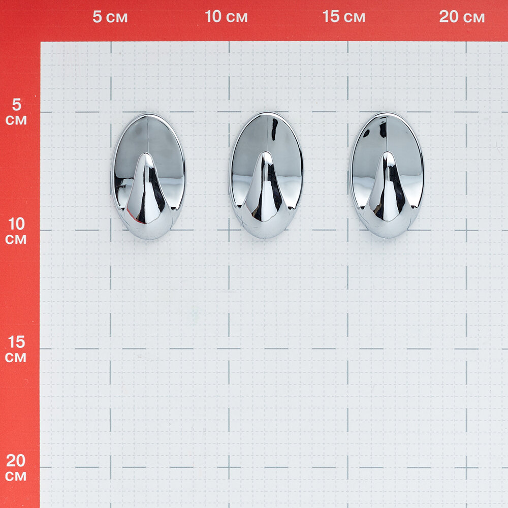Крючок для ванной Kleber Strong одинарный самоклеящийся пластик хром (3 шт.) (KLE-SG004/9660)