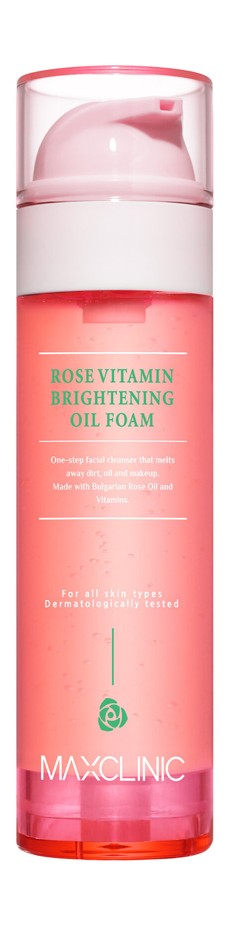 фото MAXCLINIC Rose Vitamin Brightening Гидрофильное масло-пенка для умывания с маслом дамасской розы, 110 г