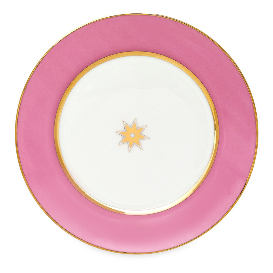 фото Тарелка закусочная ИФЗ Астра 20 см, фарфор костяной, розовая