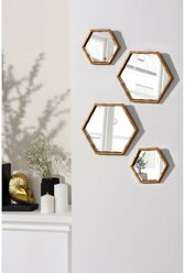 Набор настенных зеркал «Бамбук», зеркальная поверхность 22,7 × 20/15 × 13,2 см, цвет золотистый (1шт.)