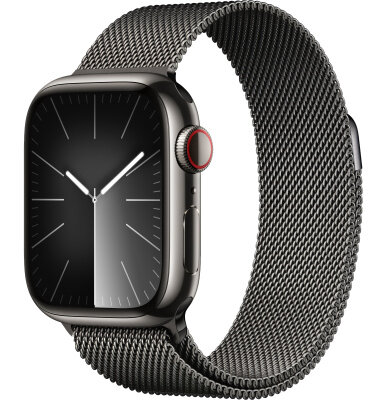 Apple Watch Series 9 41mm Graphite Stainless Steel Case with Graphite Milanese Loop (GPS + LTE)