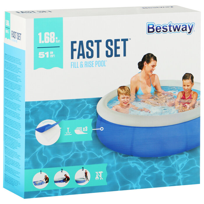 Bestway Бассейн надувной Fast Set, 168 x 51 см, 57405 - фотография № 2