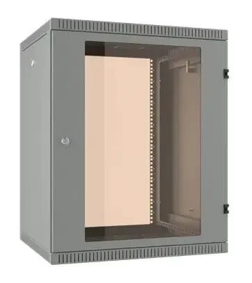 Шкаф коммутационный NT WALLBOX 15-63 G (084700) настенный 15U 600x350мм пер. дв. стекл направл. под закл. гайки 335кг серый 300мм 20кг 744мм IP20 сталь