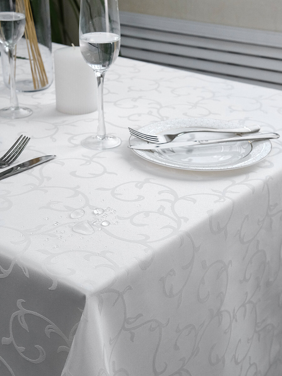 фото Скатерть столовая прямоугольная, текстиль, хлопок/пэ, 200*148 см, 1 штука