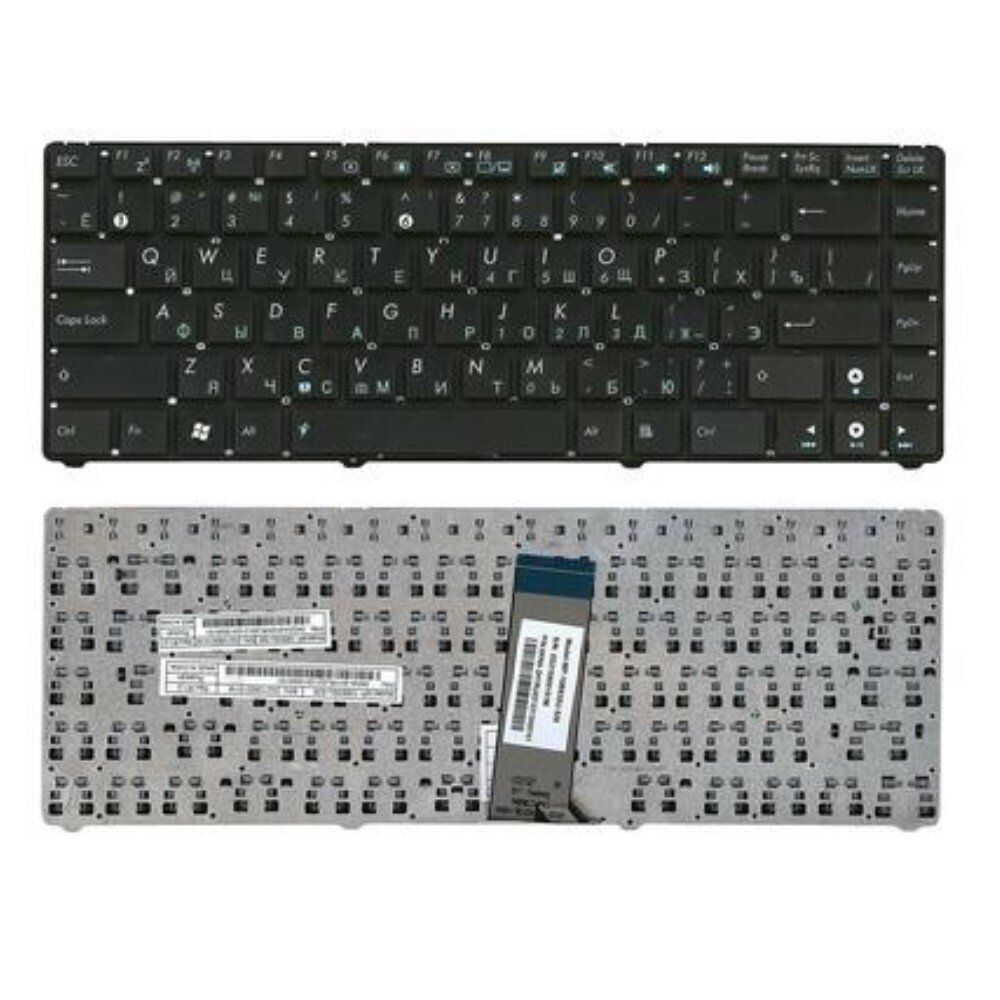 Клавиатура для ноутбука Asus Eee PC 1201, 1215, 1225, Lamborghini VX6 Series. Плоский Enter. Черная, с серебристой рамкой. PN: 9J. N2K82.90R