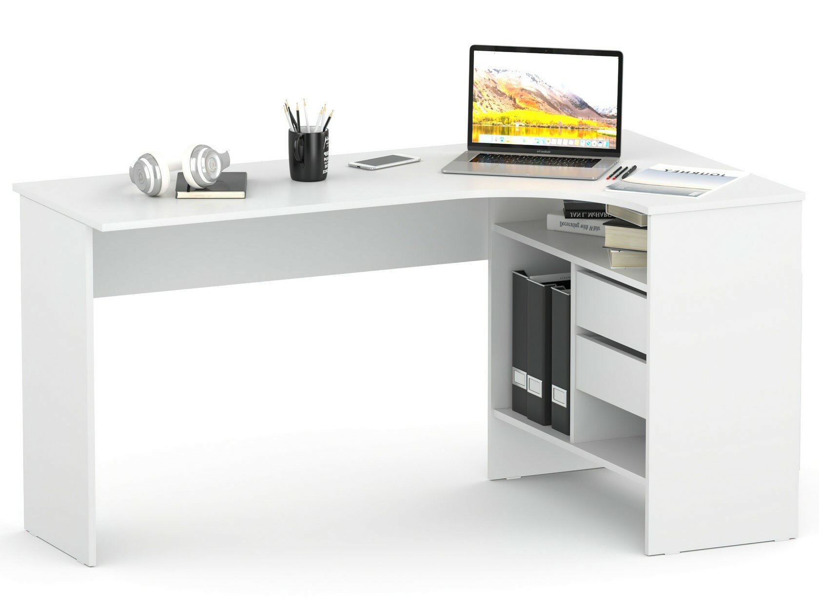 Сокол письменный стол СПм-25, угол: справа, ШхГхВ: 145х81х74 см, цвет: белый