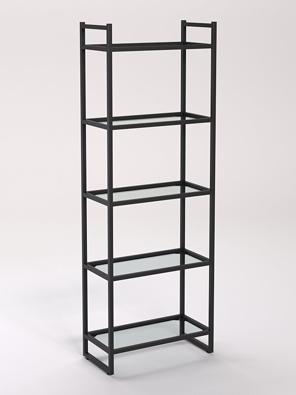 фото Стеллаж "Стронг" №22 в стиле лофт со стеклянными полками 60 x 30 x 170 см