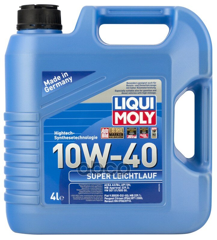 Liqui moly Liquimoly 10W40 Super Leichtlauf (4L)_Масло Мотор! П/Синт Api Sl/Cf Acea A3/B4 Vw 501 01/505 00