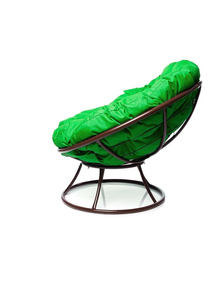 Кресло "Папасан" без ротанга коричневое / зеленая подушка M-Group - фотография № 3
