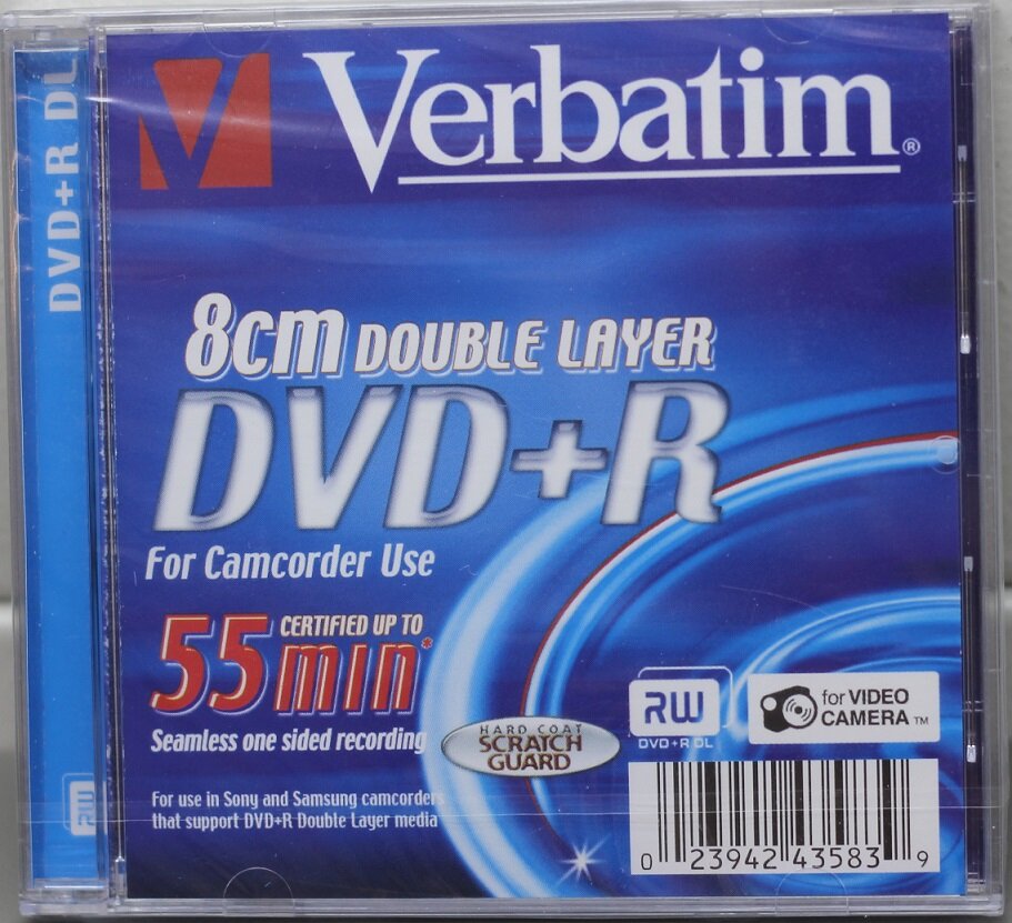Компакт-диски Mini DVD+R Verbatim 2.6G 4x Slim Dual Layer
