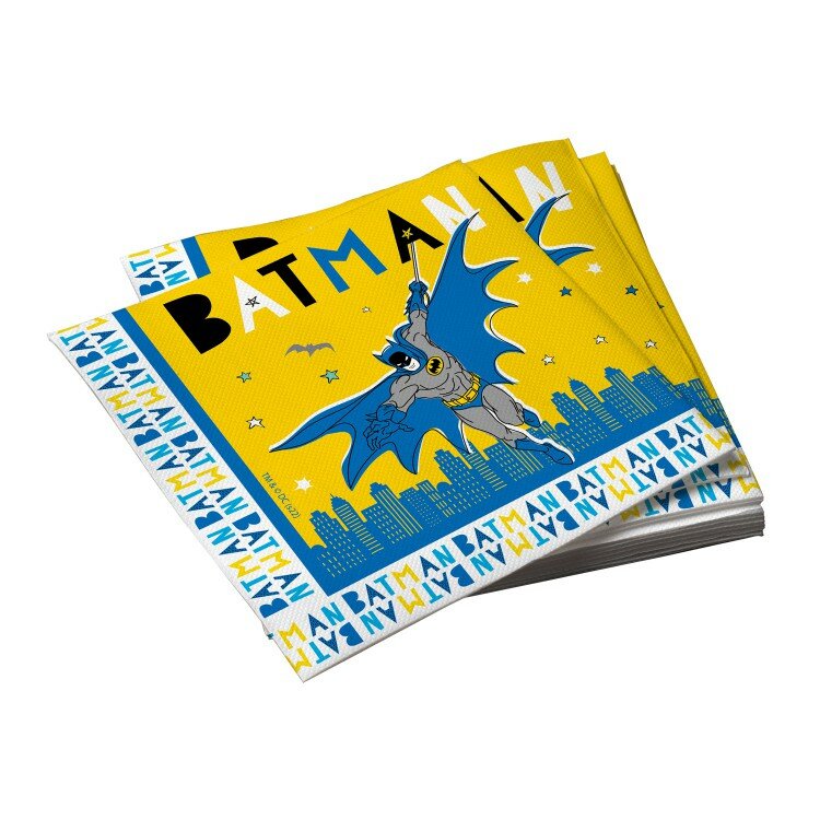 Салфетки бумажные ND Play "Batman", Трехслойные, желтые, 33х33 см, 20 шт (303414)