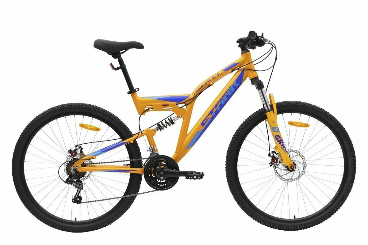 Горный (MTB) велосипед STARK Jumper FS 27.1 D оранжевый/голубой, синий 20" HQ-0014125