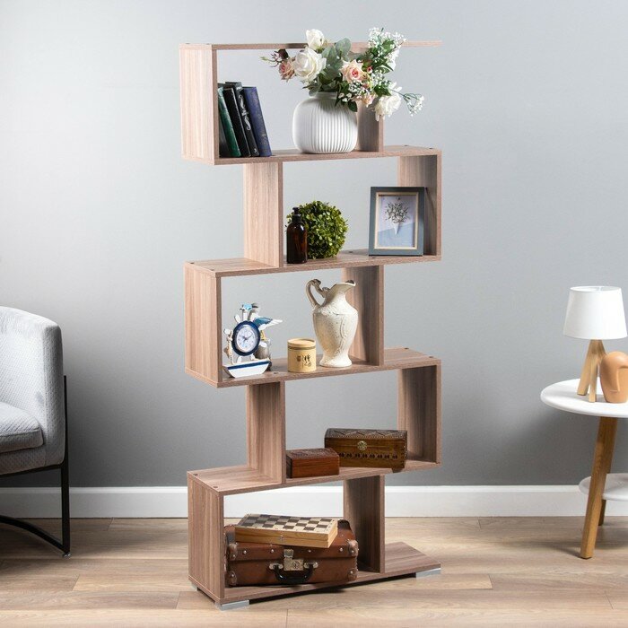 фото Стеллаж Змейка, 1666х250х750, ясень тёмный