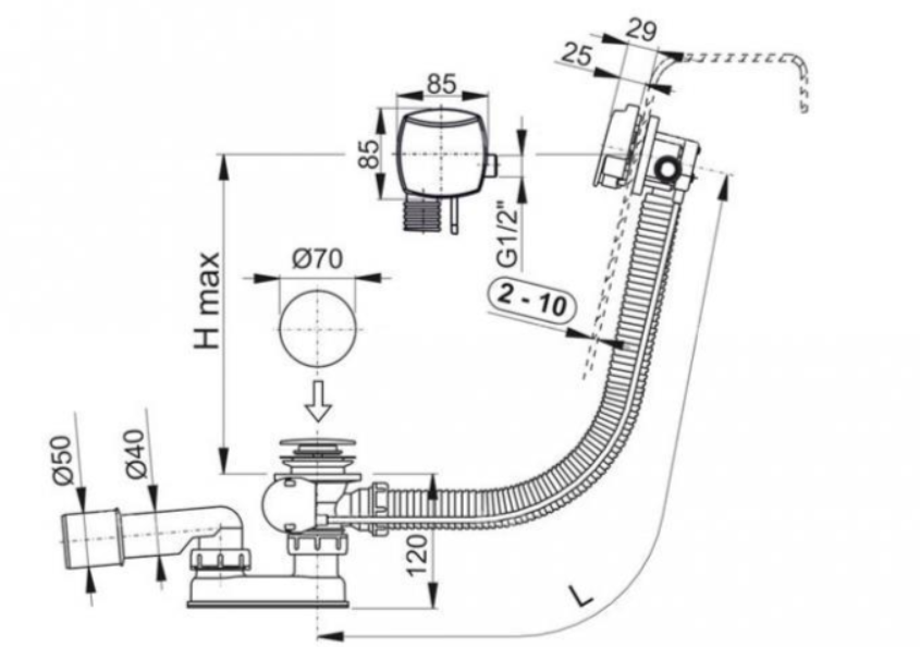 Слив-перелив AlcaPlast A564CRM1-80