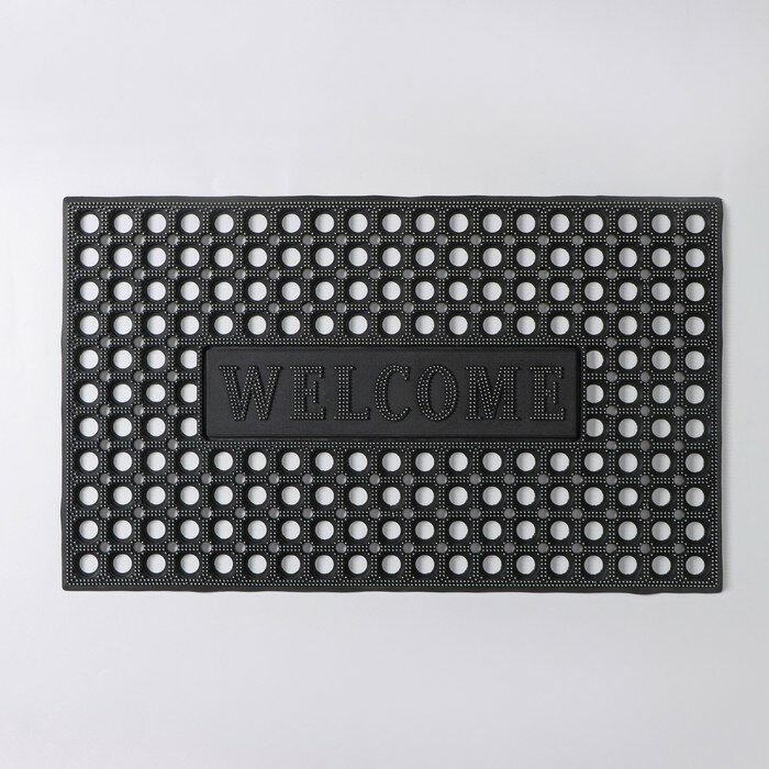 Коврик придверный ячеистый Доляна, 44,5×75 см, цвет чёрный - фотография № 4
