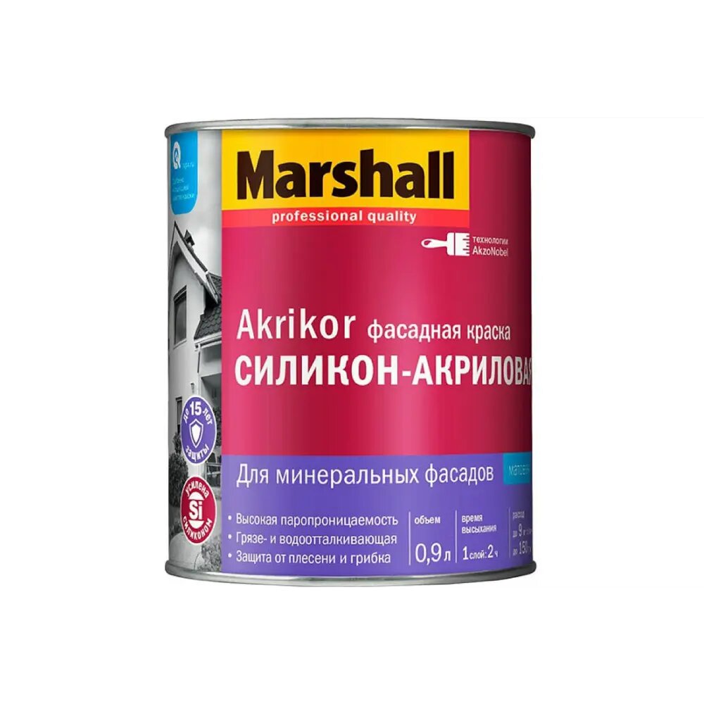 фото Краска для дерева акриловая MARSHALL 0С-00024513 0С-00024513 0.9 л цвет прозрачный