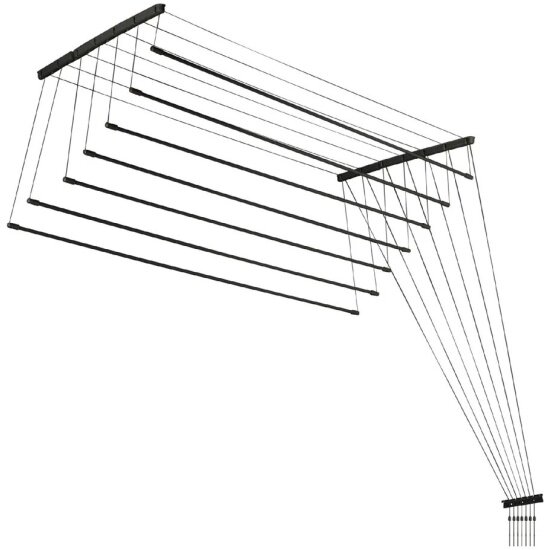 Сушилка потолочная Anyday для белья алюм. 7 пр. 1,4м, черная 005389