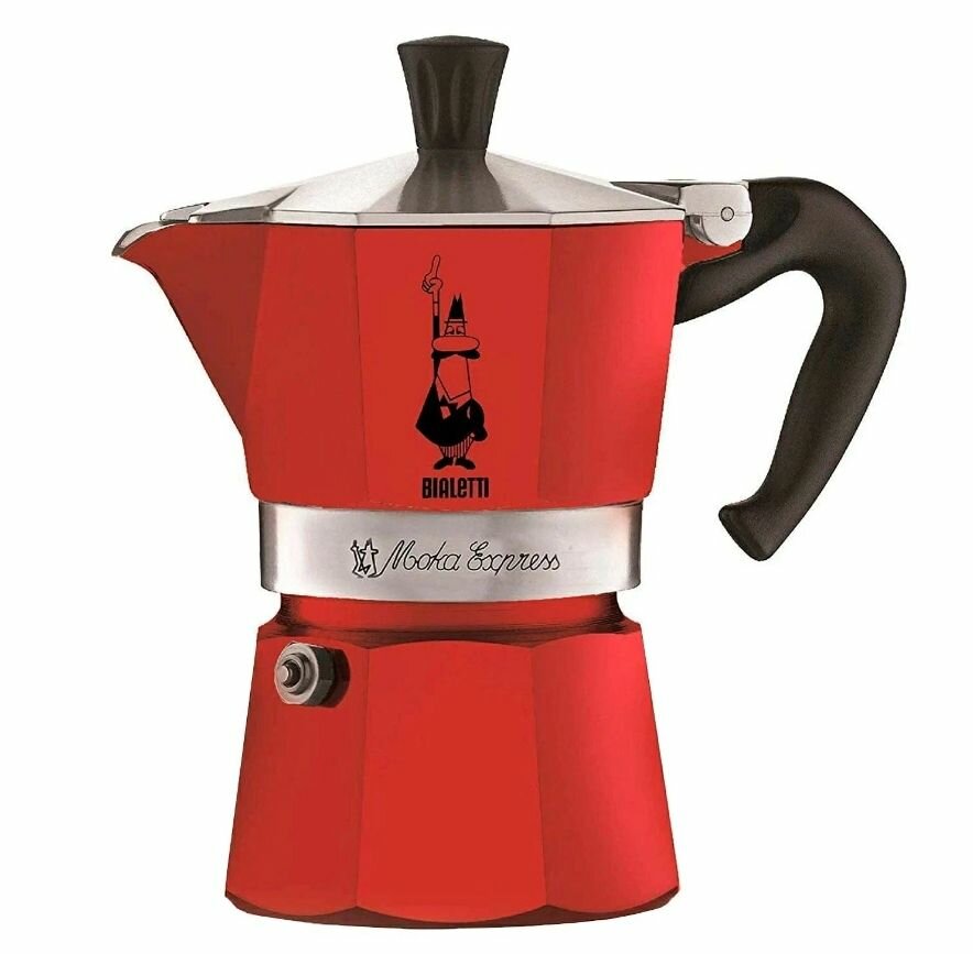 Гейзерная кофеварка Bialetti Moka Express красная 3 порции 120 мл