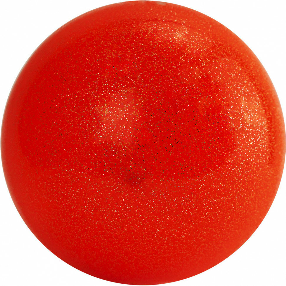 Мяч для художественной гимнастики AGP-19-06, d-19см, оранжевый с блестками