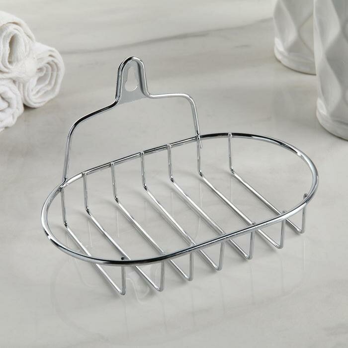 фото Мыльница овальная , 13,5×10,5×8 см, хром