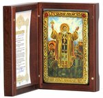 Настольная икона Преподобный Сергий Радонежский чудотворец на мореном дубе 10х15см 999-RTI-081-2m - изображение