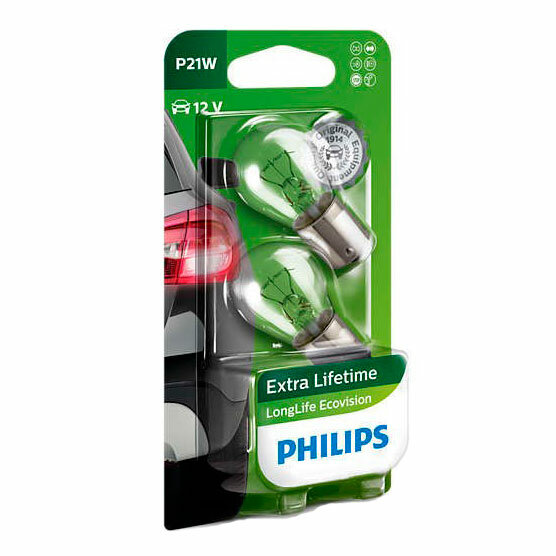 Лампы автомобильные PHILIPS LongLife EcoVision P21W 12V блистер PHILIPS-12498LLECOB2