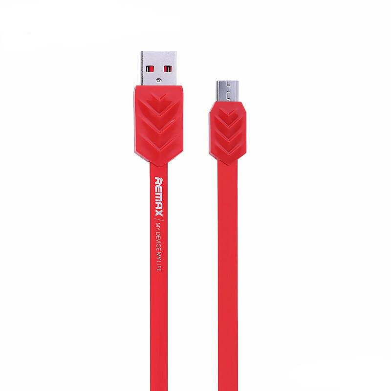 фото USB Дата-кабель Remax Fishbone для смартфона MicroUSB, плоский пластиковые разьемы, 1 метр, красный