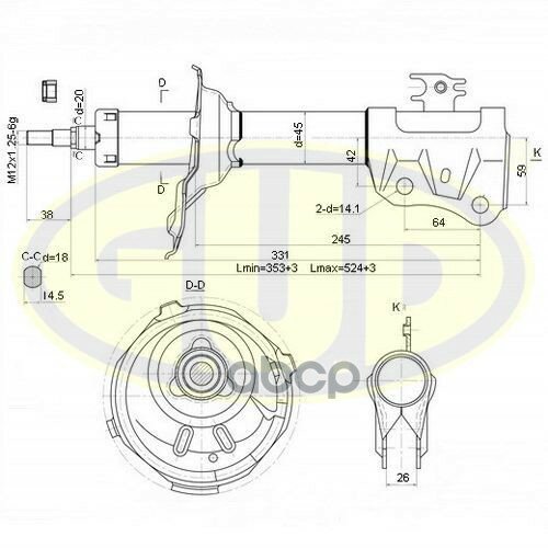 Амортизатор Toy Yaris 3.99-1.06 Пер G.U.D арт. GSA333368