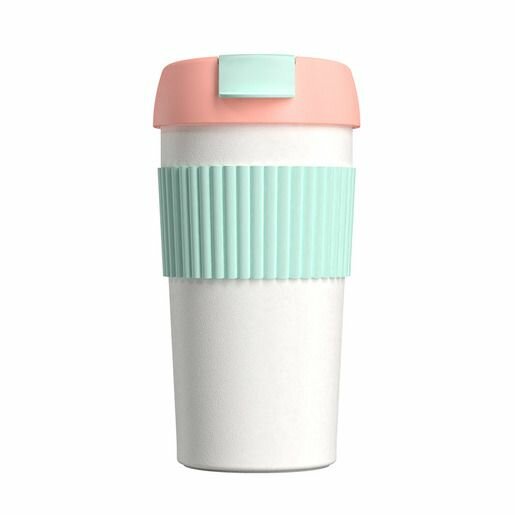 Термостакан-непроливайка KissKissFish Rainbow Vacuum Coffee Tumbler, (розовый, светло-зелёный, белый().