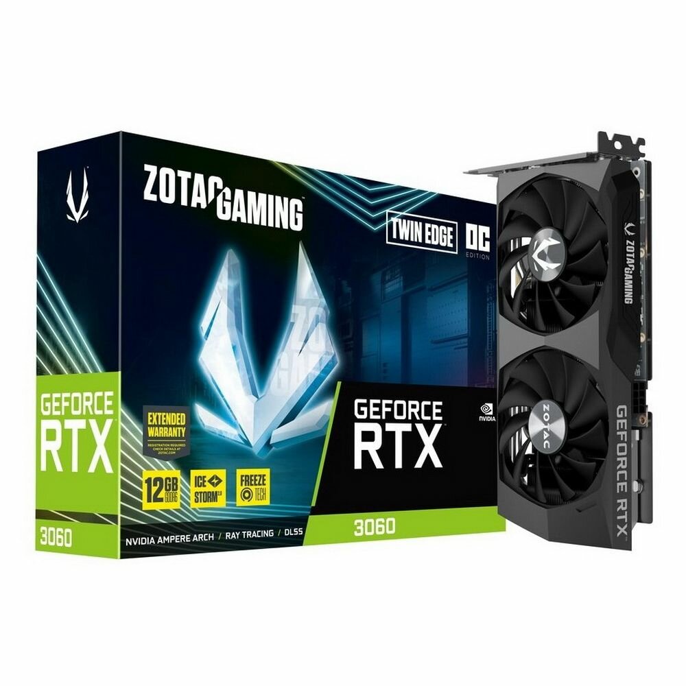 фото Видеокарта Zotac RTX3060 Twin Edge OC 12GB GDDR6 192bit DVI HDMI 3xDP LHR RTL {10} (622830) (ZT-A30600H-10M)