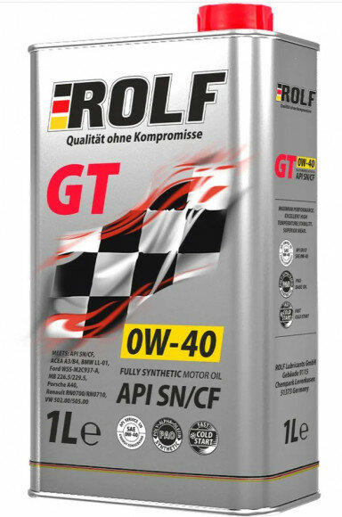Синтетическое моторное масло ROLF GT 0W-40 SN/CF