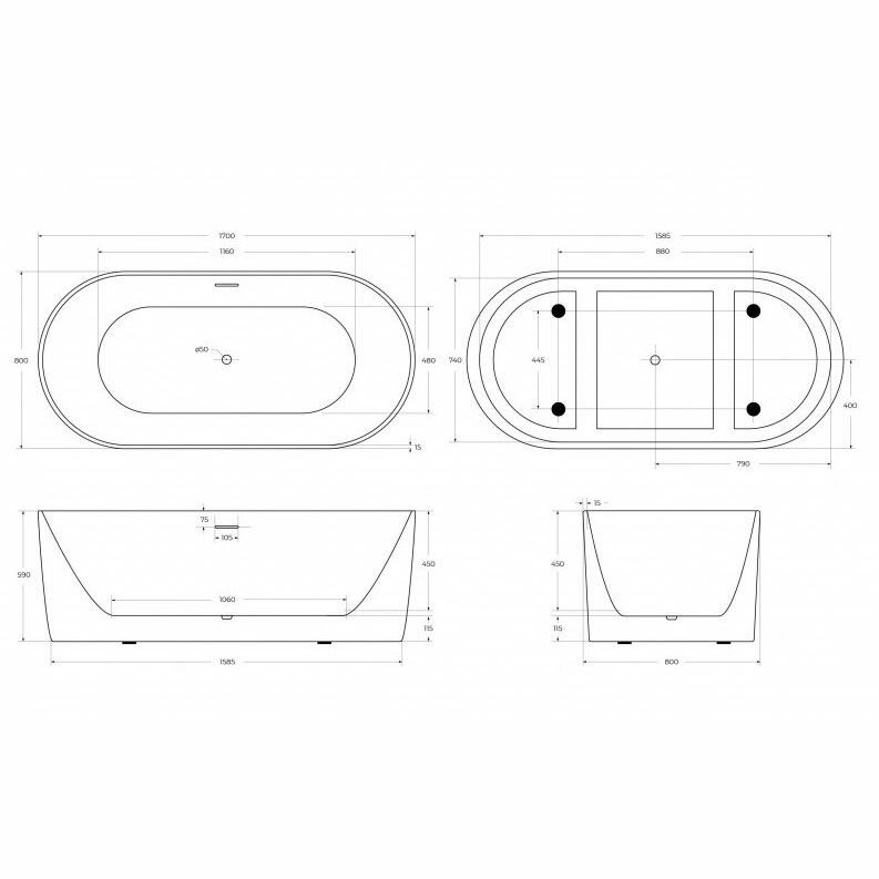 Акриловая ванна BelBagno 170х80 BB411-1700-800 - фото №2