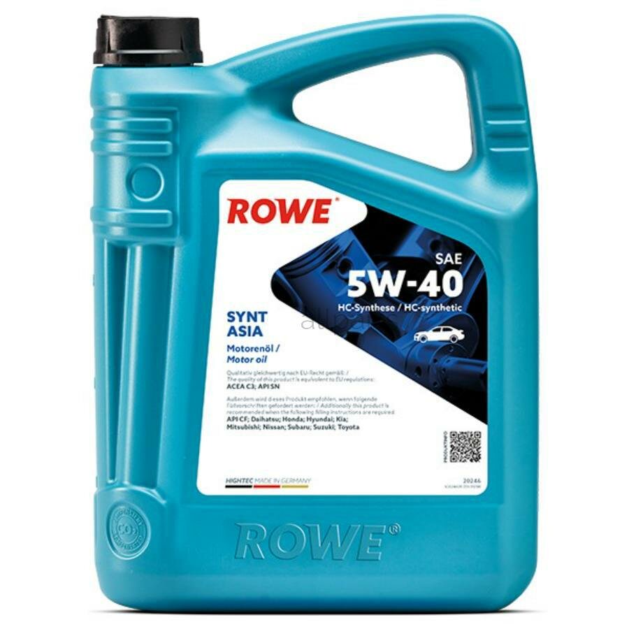 ROWE 20246-0050-99 Масло моторное 5W-40 ROWE 5л HIGHTEC SYNT ASIA C3 API SN/CF