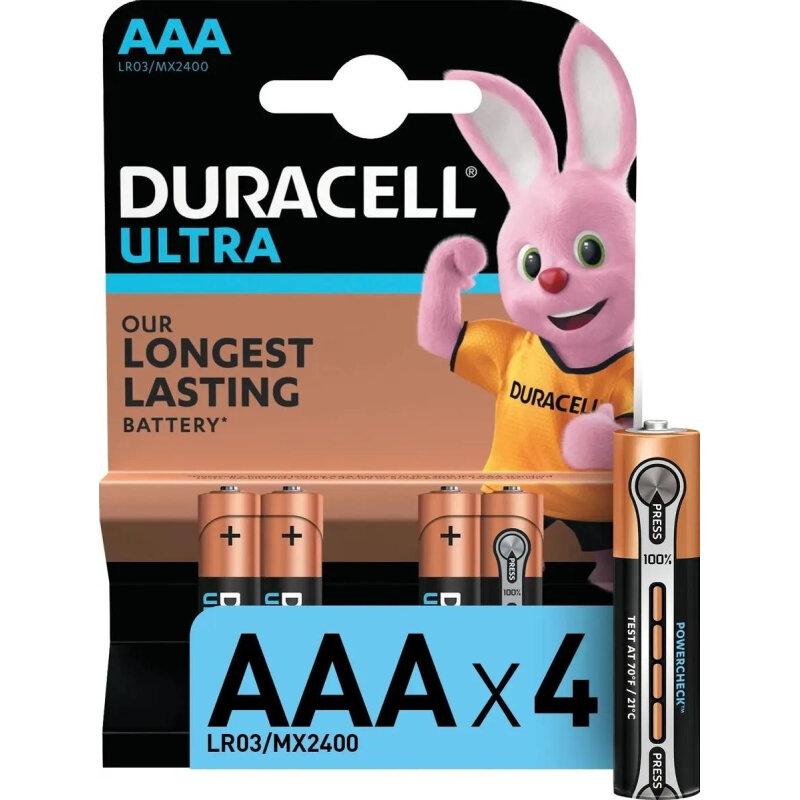 Батарейка AAA DURACELL Ultra Power LR03-4BL MX2400, 4 шт/уп