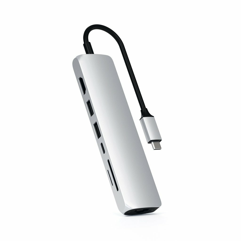 Адаптер Satechi USB-C Slim Multi-Port with Ethernet Adapter Silver