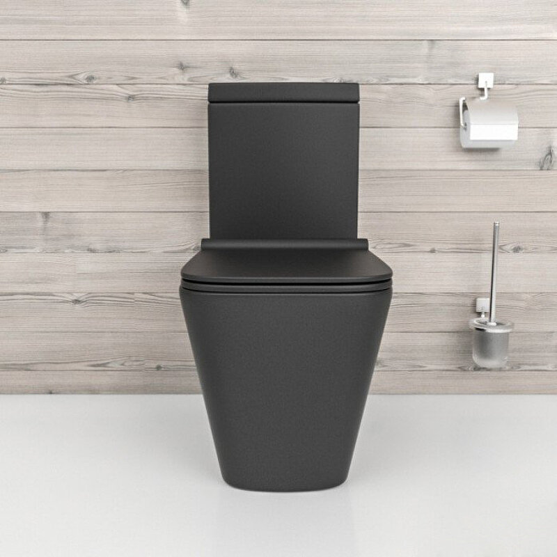 Унитаз-компакт beWash Kraft с микролифтом, черный матовый - фото №3