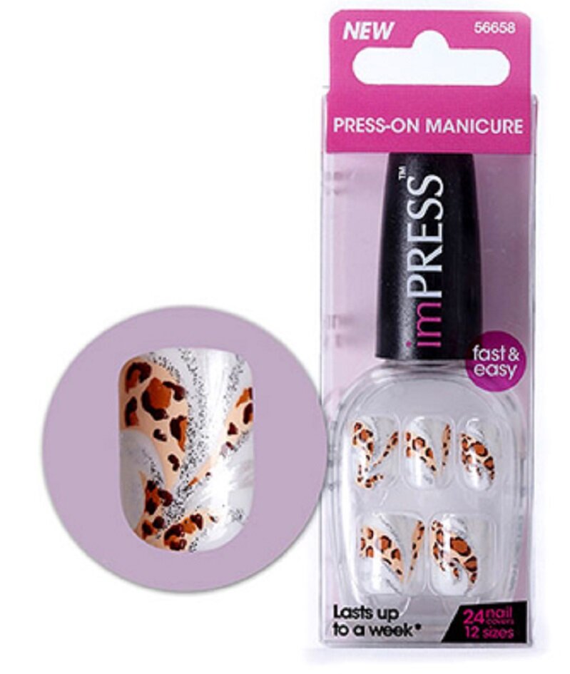 фото Накладные ногти Kiss New York Professional "Impress Manicure" - "Белая пантера"