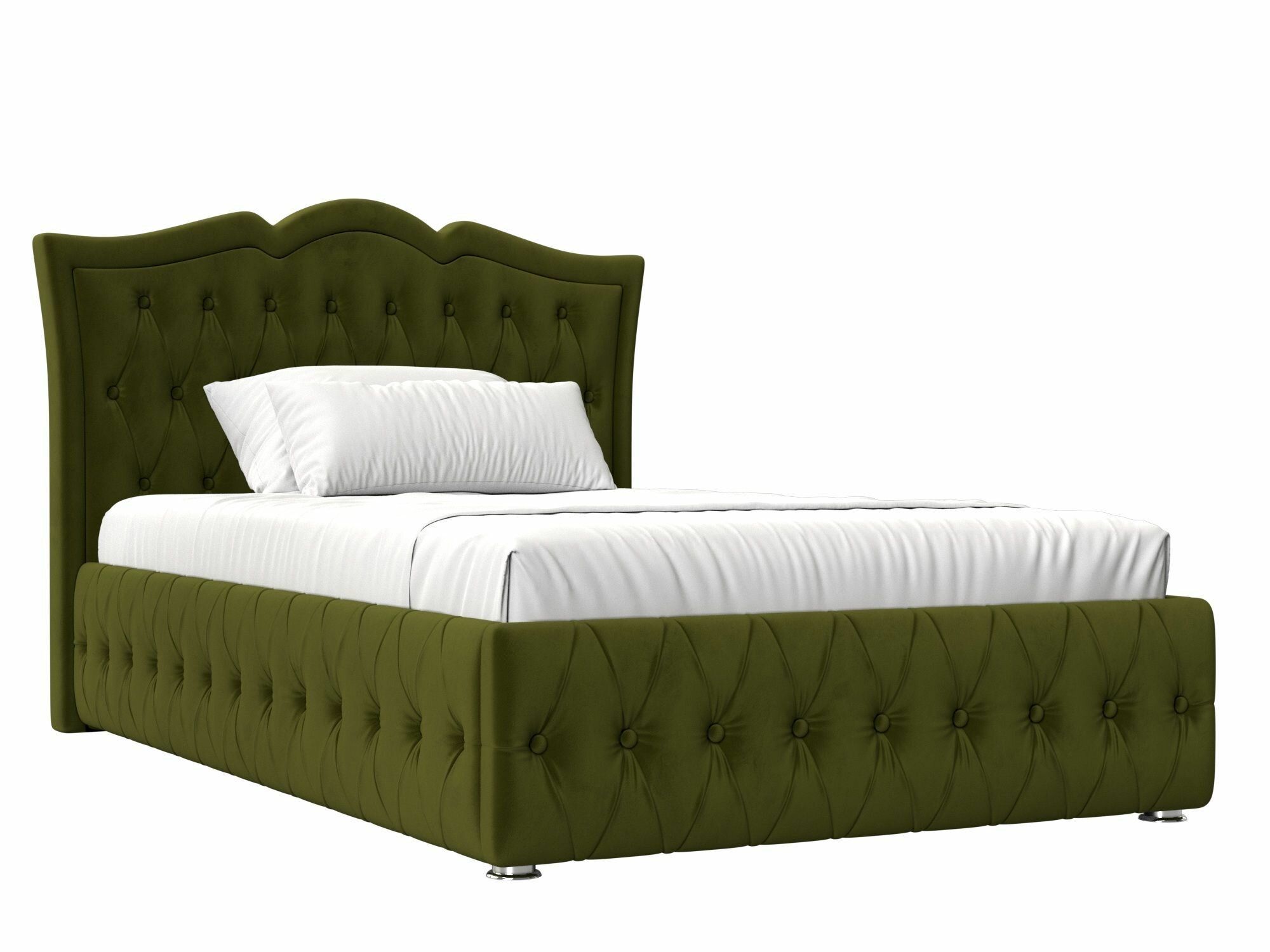 Интерьерная кровать Герда 140, Микровельвет зеленый