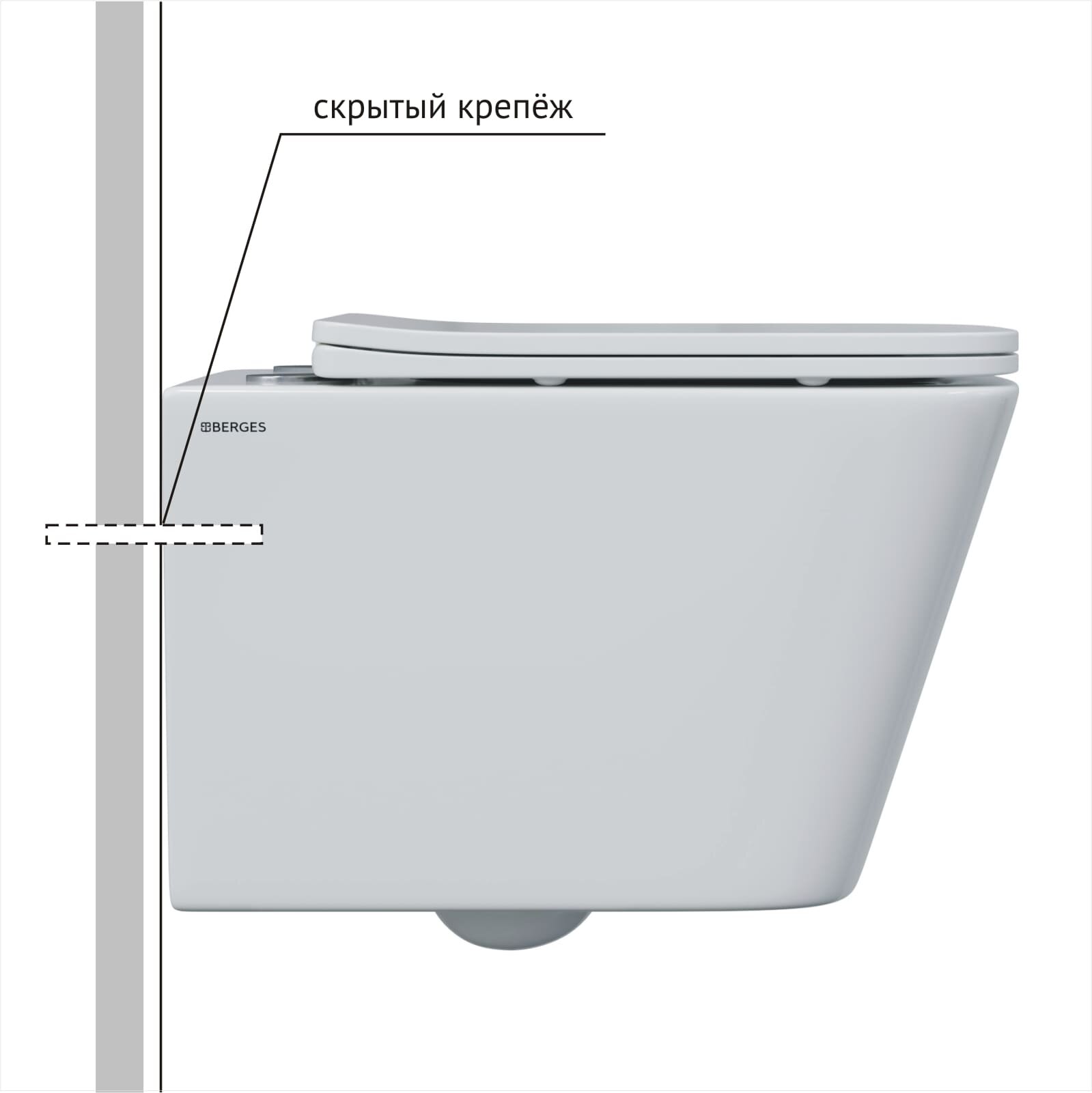 Унитаз подвесной Berges Wasserhaus Floe S Rimless с микролифтом - фото №3