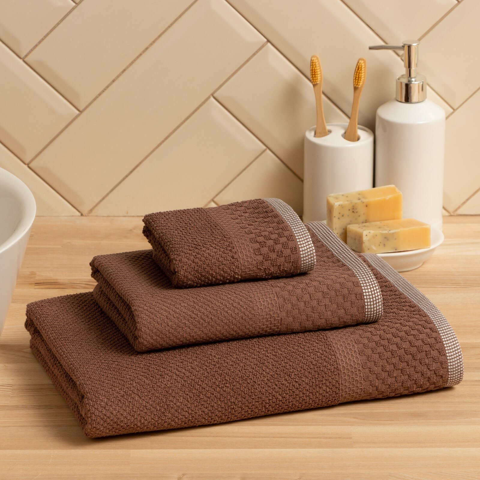 фото Полотенце махровое Royal 30х50 см, цвет капучино, 100% хлопок, 450 гр/м2