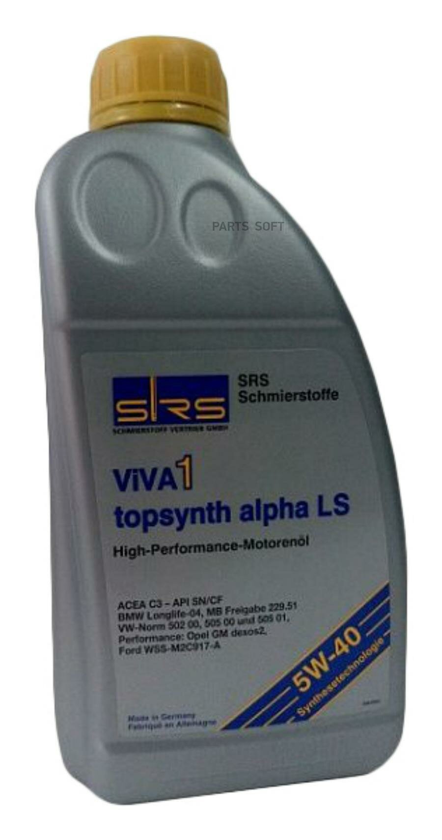 SRS 7945 Масо моторное VIVA 1 TOPSYNTH alpha LS 5W40 синт.1 SRS