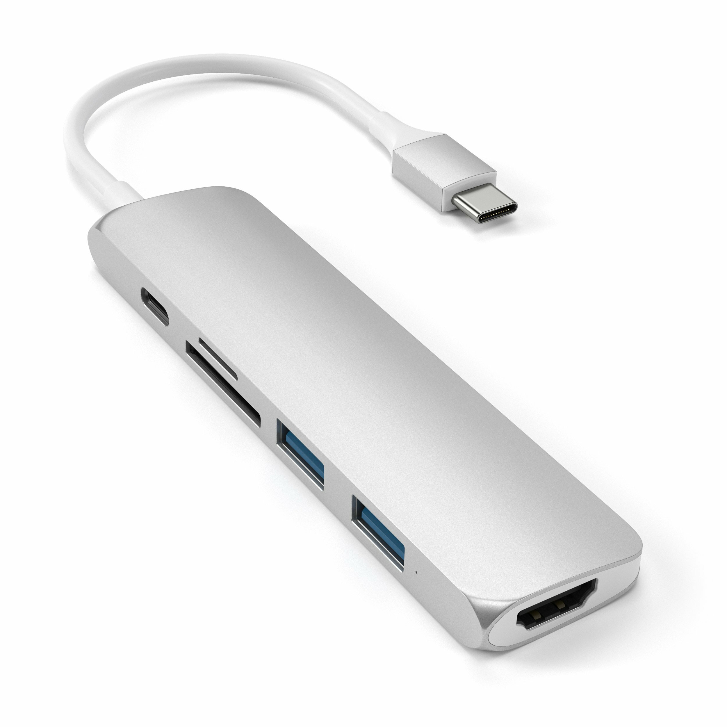 USB-концентратор Satechi Slim Multi-Port V2 (ST-SCMA2S) Type-C 4K (Silver)