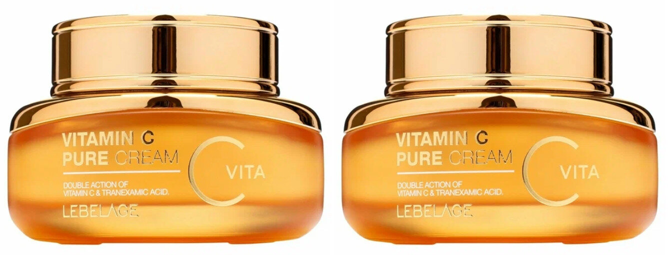 Крем для сияния кожи лица Lebelage Vitamin C Pure Cream, с витамином С и транексамовой кислотой, 55 мл, 2 шт