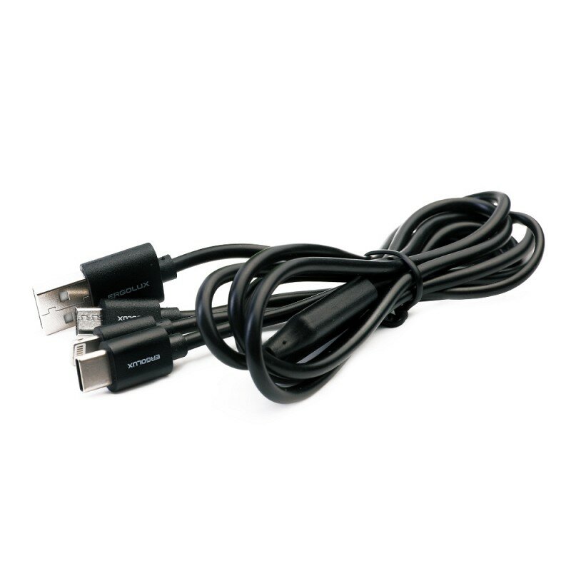 Кабель 3в1- Micro USB-Lightning-Type C ELX-CDC05-C02 (3А 12м Черный Зарядка Коробка) ERGOLUX